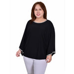 Plus Size Batwing Sleeve Top with Glitz Trim