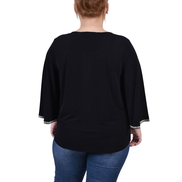 3/4 Bell Sleeve Top With Stones 3