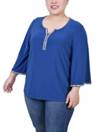 3/4 Bell Sleeve Top With Stones 3