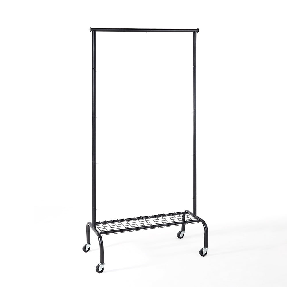  Single Garment Rack with 1-Tier Lower Shelf - White - Bonton