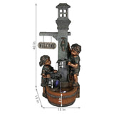 40"H Electric Polyresin Children Playing with Water Faucet Water Fountain with LED Lights