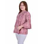 Plus Size 3/4 Bell Sleeve With Pleated Front