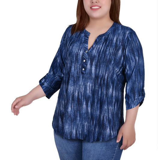 Plus Size Casual 3/4 Sleeve Pullover Top