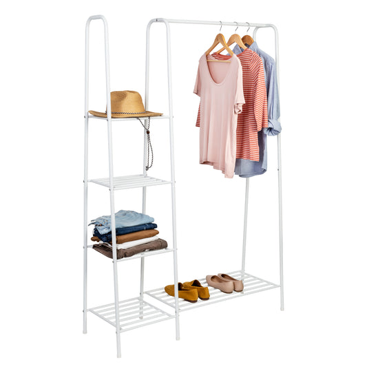 Freestanding Closet With Clothes Rack and Shelves