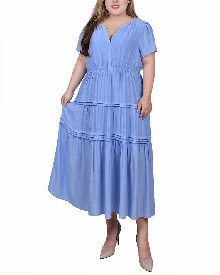 Plus Size Ankle Length Short Sleeve Dress