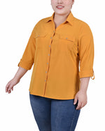3/4 Roll Tab Blouse With Pockets 2