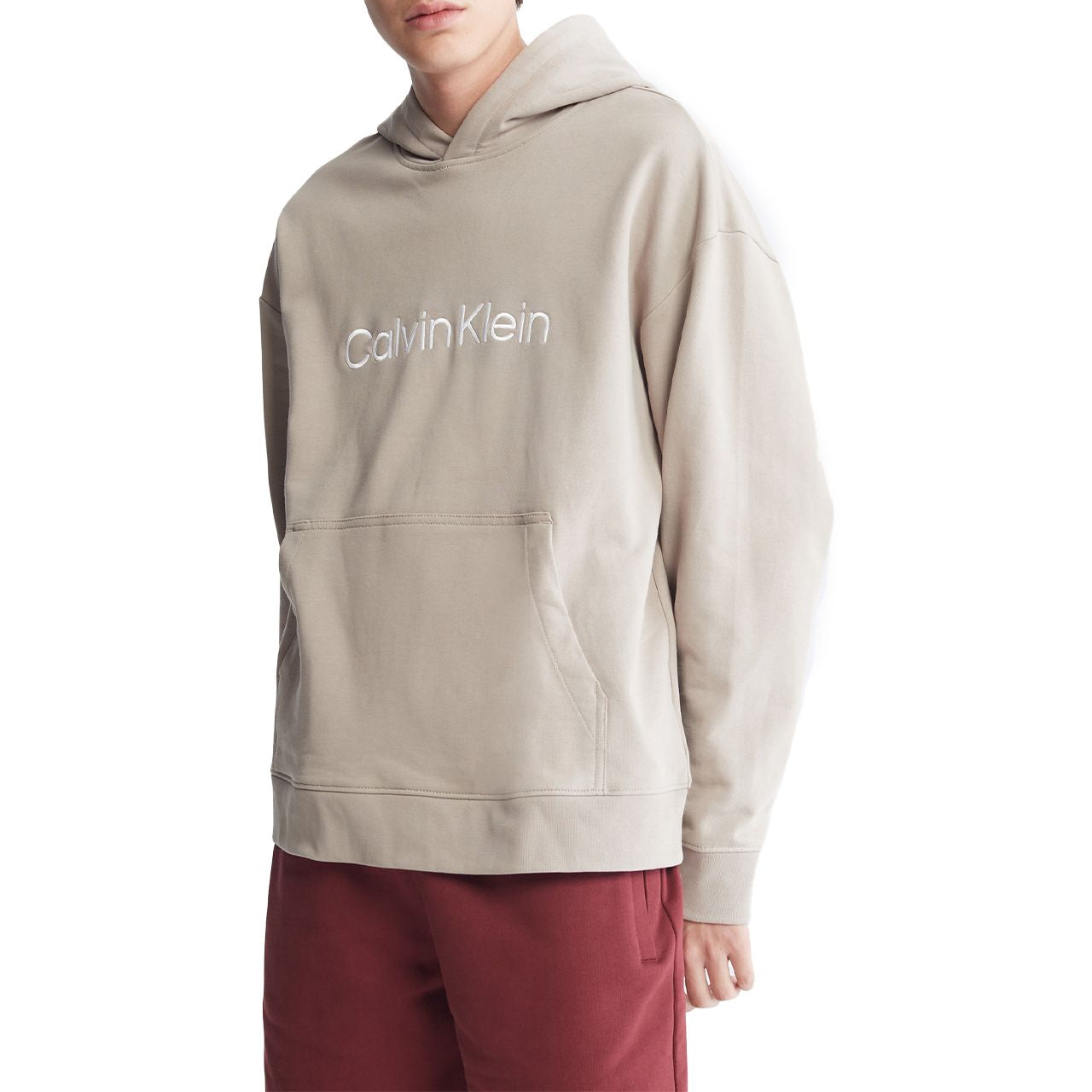  Calvin Klein Long Sleeves Standard Logo Terry - Brilliant White - Bonton