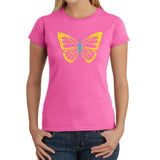 LA Pop Art Women's Word Art T-Shirt - Butterfly