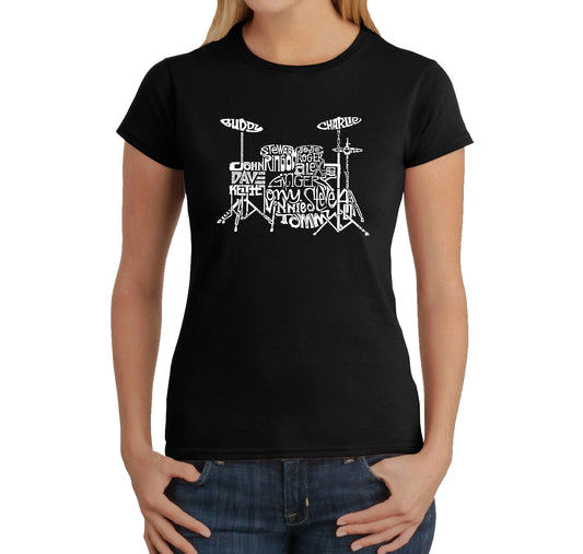 LA Pop Art Women's Word Art T-Shirt - Drums
