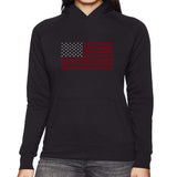 LA Pop Art Women's Word Art Hooded Sweatshirt - USA Flag