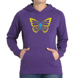 LA Pop Art Women's Word Art Hooded Sweatshirt - Butterfly