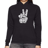 LA Pop Art Women's Word Art Hooded Sweatshirt - Peace Out