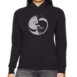 LA Pop Art Women's Word Art Hooded Sweatshirt - Yin Yang Cat