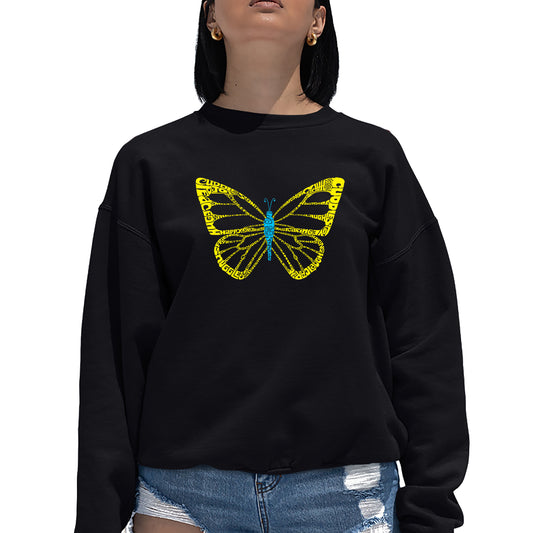 LA Pop Art Women's Word Art Crew Sweatshirt - Butterfly
