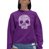 LA Pop Art Women's Word Art Crew Sweatshirt - Flower Skull