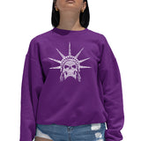 LA Pop Art Women's Word Art Crew Sweatshirt - Freedom Skull