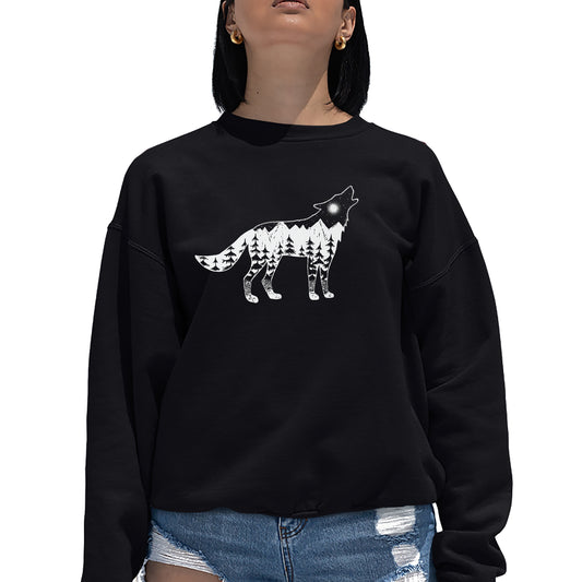 LA Pop Art Women's Word Art Crew Sweatshirt - Howling Wolf