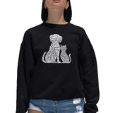 LA Pop Art Women's Word Art Crew Sweatshirt - Dogs and Cats