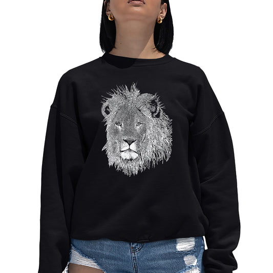 LA Pop Art Women's Word Art Crew Sweatshirt - Lion