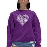 LA Pop Art Women's Word Art Crew Sweatshirt - Heart Flowers