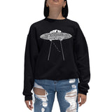 LA Pop Art Women's Word Art Crew Sweatshirt - Flying Saucer UFO