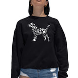 LA Pop Art Women's Word Art Crew Sweatshirt - Dog Paw Prints