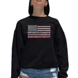 LA Pop Art Women's Word Art Crew Sweatshirt - 50 States USA Flag