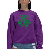 LA Pop Art Women's Word Art Crew Sweatshirt - St. Patrick's Day Shamrock
