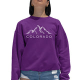 LA Pop Art Women's Word Art Crew Sweatshirt - Colorado Ski Towns