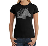 LA Pop Art Women's Word Art T-Shirt - Horse Mane