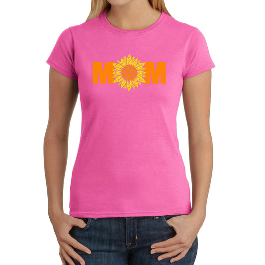 LA Pop Art Women's Word Art T-Shirt - Mom Sunflower
