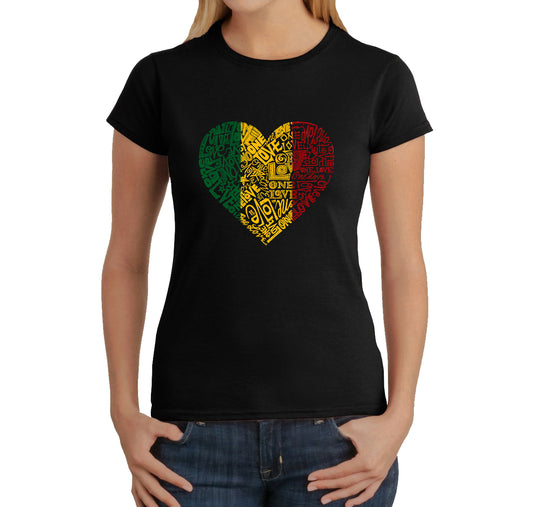 LA Pop Art Women's Word Art T-Shirt - One Love Heart