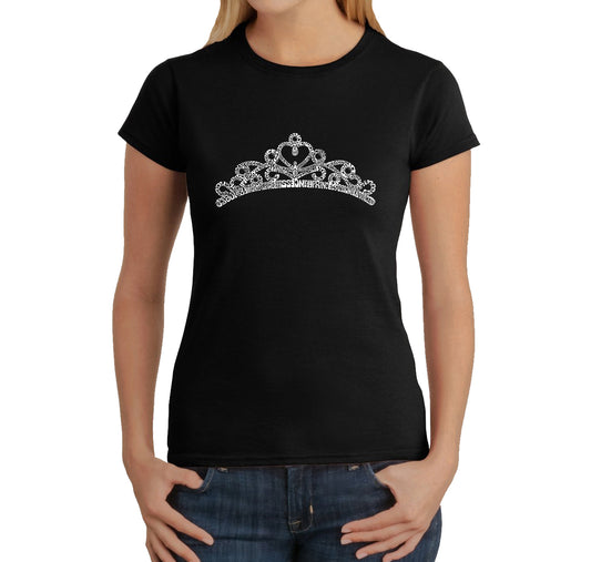 LA Pop Art Women's Word Art T-Shirt - Princess Tiara