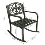 Traditional Fleur-de-Lis Design Cast Iron and Steel Rocking Chair