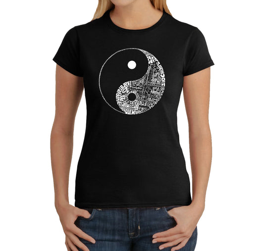 LA Pop Art Women's Word Art T-Shirt - Yin Yang
