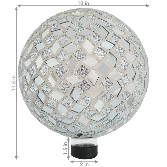 Diamond Mosaic Gazing Globe Glass Garden Ball 10"