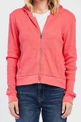 Hot Pink Zizi Long Sleeve Thermal Knit Hoodie