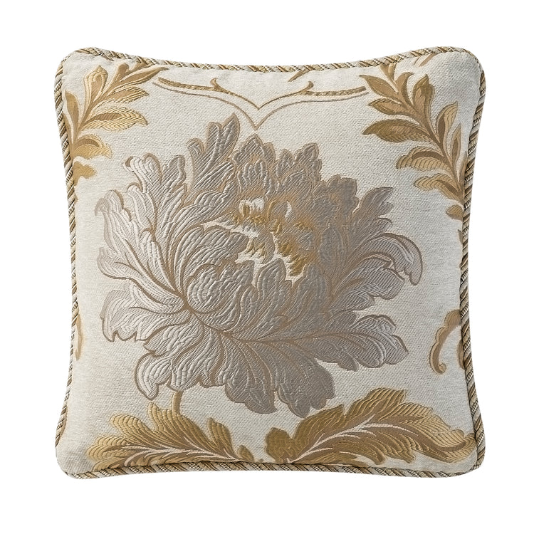 18"x18" Ivory Jacquard Waterford Throw Pillow