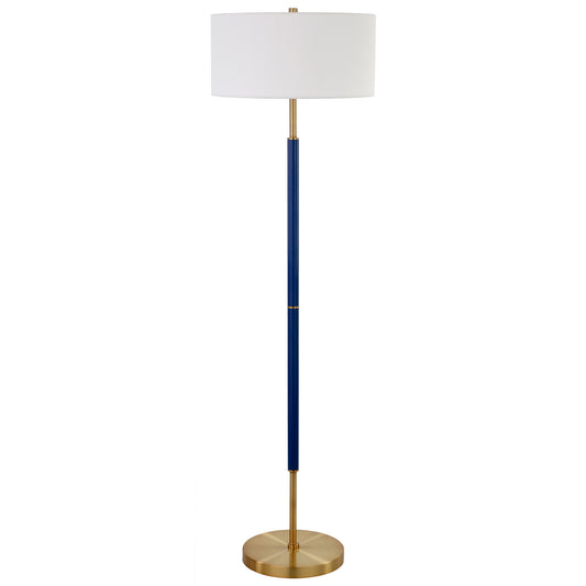 Simone 2-Light 61" Tall Floor Lamp in Blue/Brass