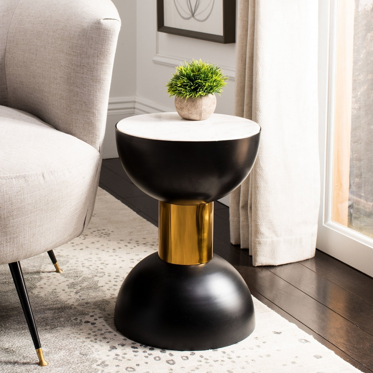  Safavieh Zephyr Accent Table - White Marble - Bonton