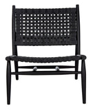 Soleil Black Leather Woven Accent Chair