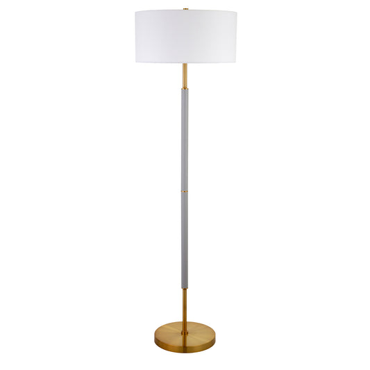 Simone 2-Light  61" Tall Floor Lamp in Cool Gray/Brass