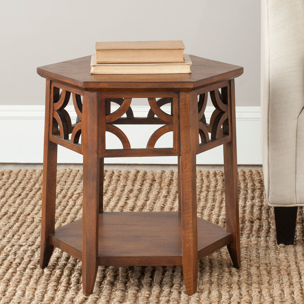  Safavieh Connor Hexagon End Table - Brown - Bonton