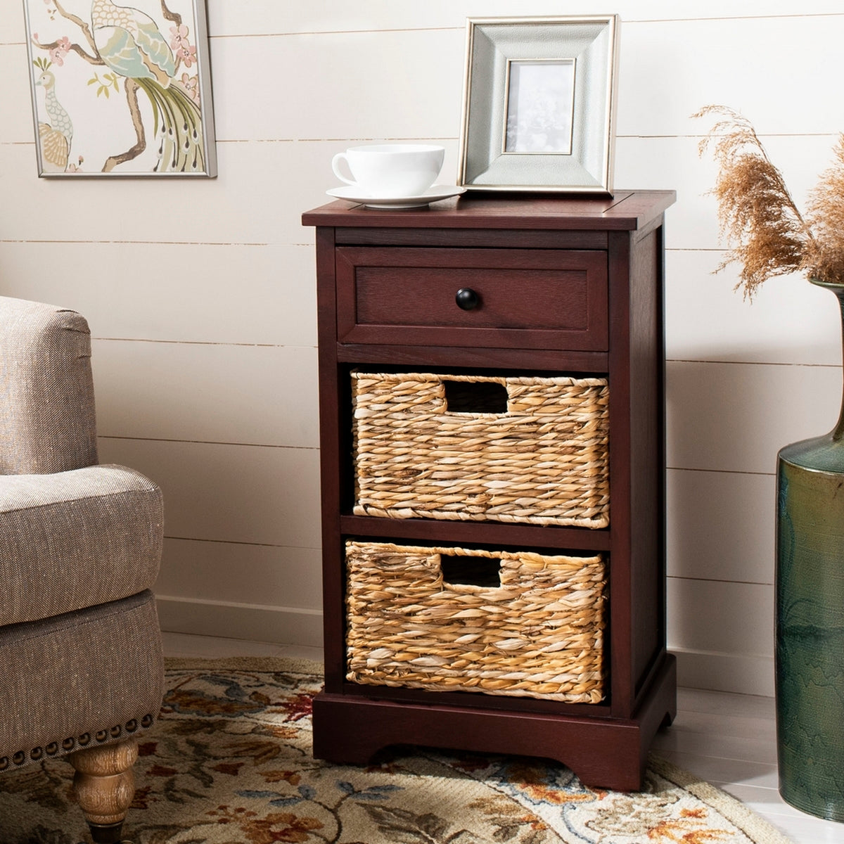  Safavieh Carrie Side Storage Side Table - White Wash - Bonton