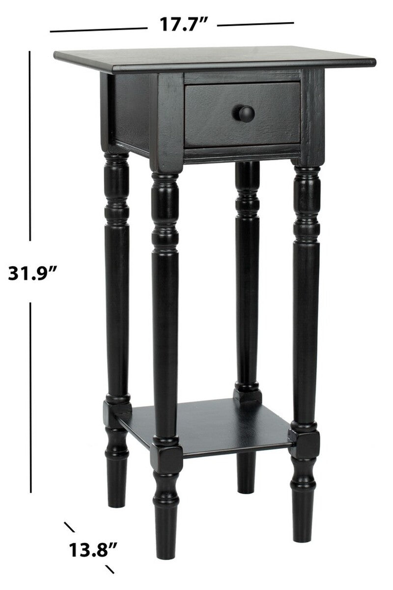  Safavieh Sabrina End Table with Storage Drawer - Distressed Black - Bonton