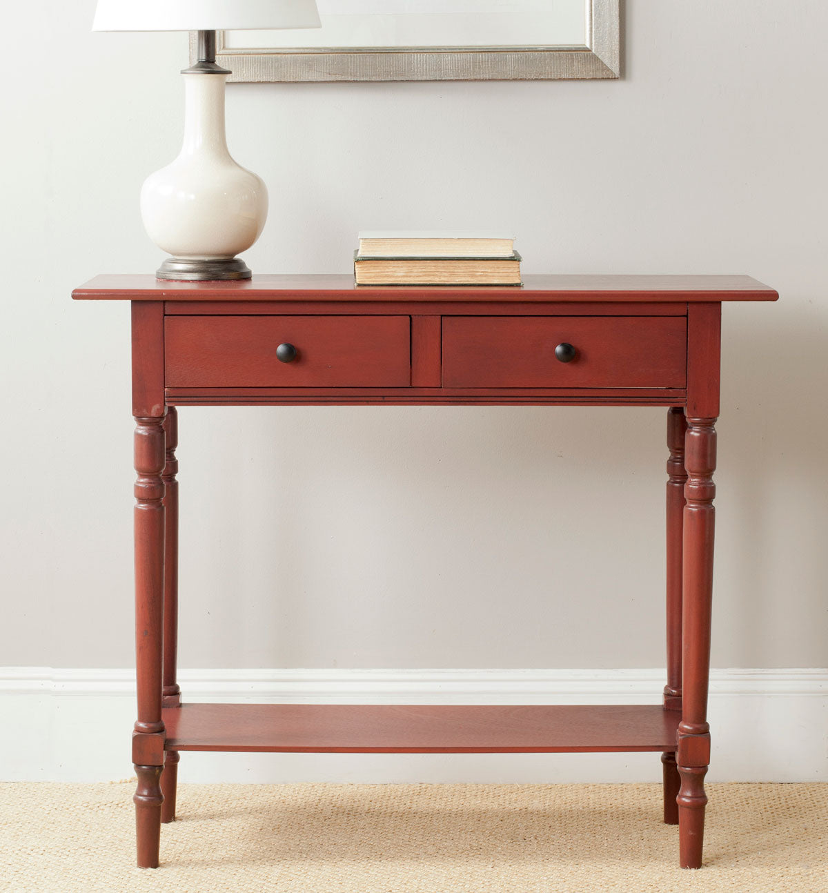  Safavieh Rosemary 2 Drawer Console - Dark Cherry - Bonton