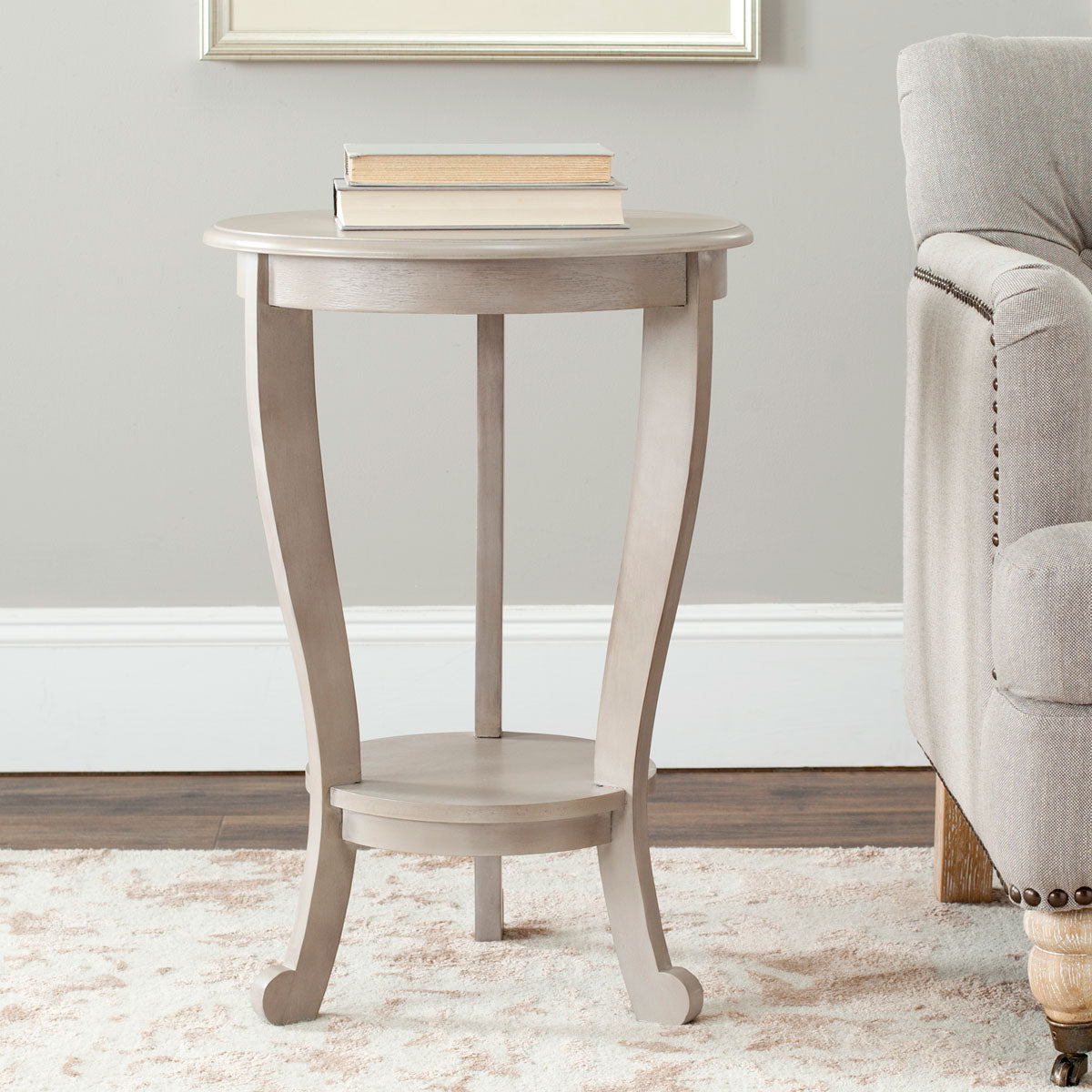  Safavieh Mary Pedestal Side Table - Distressed Cream - Bonton