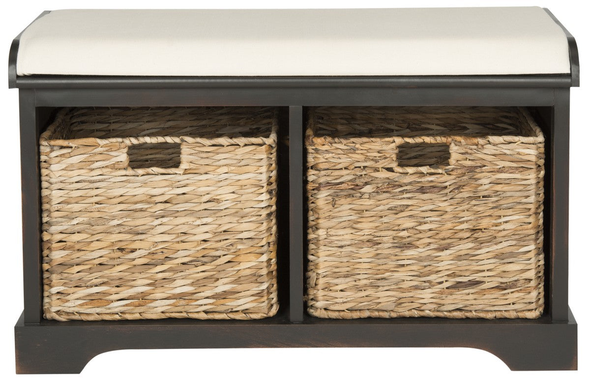  Safavieh Freddy Wicker Storage Bench - Cherry - Bonton