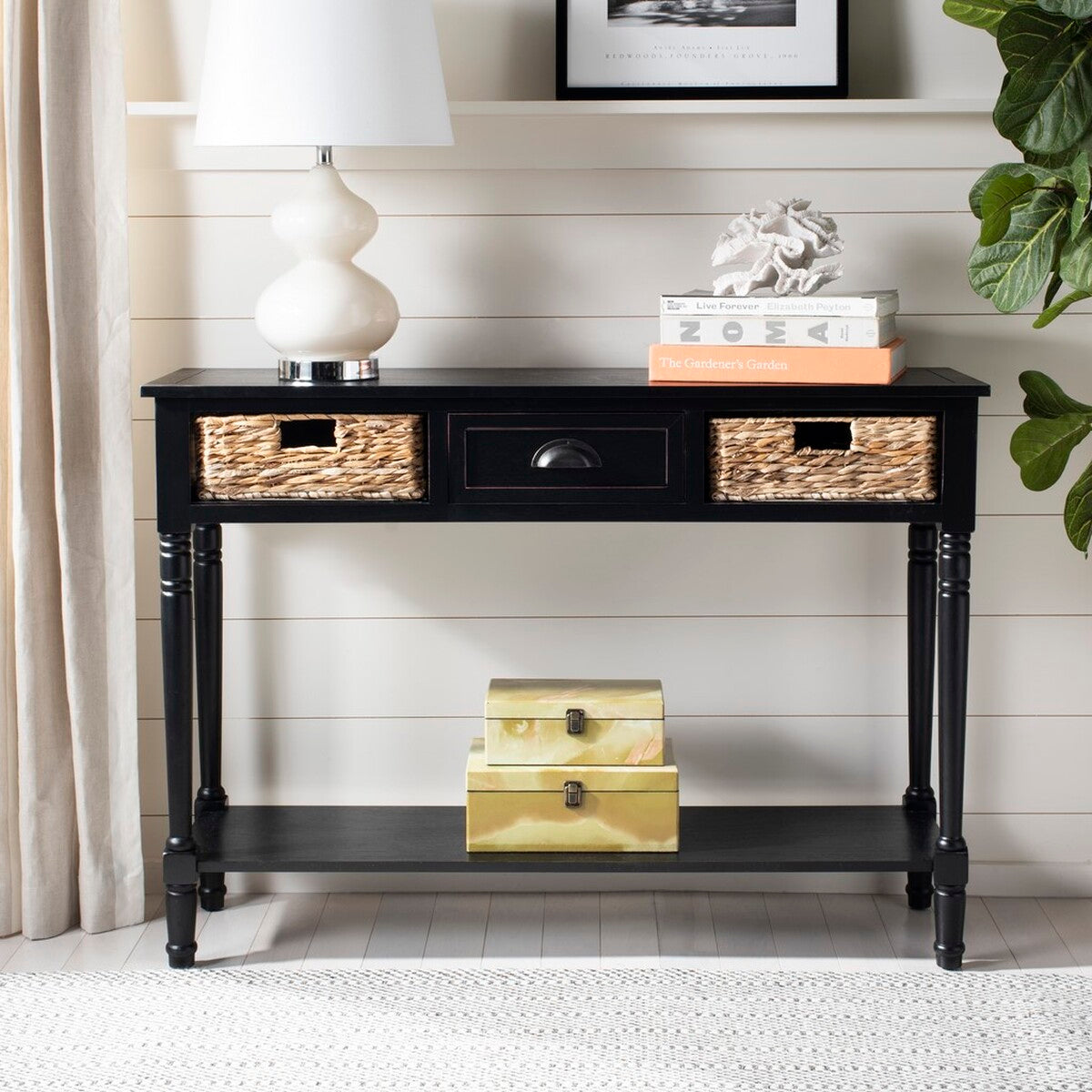  Safavieh Christa Console Table with Storage - Cherry - Bonton