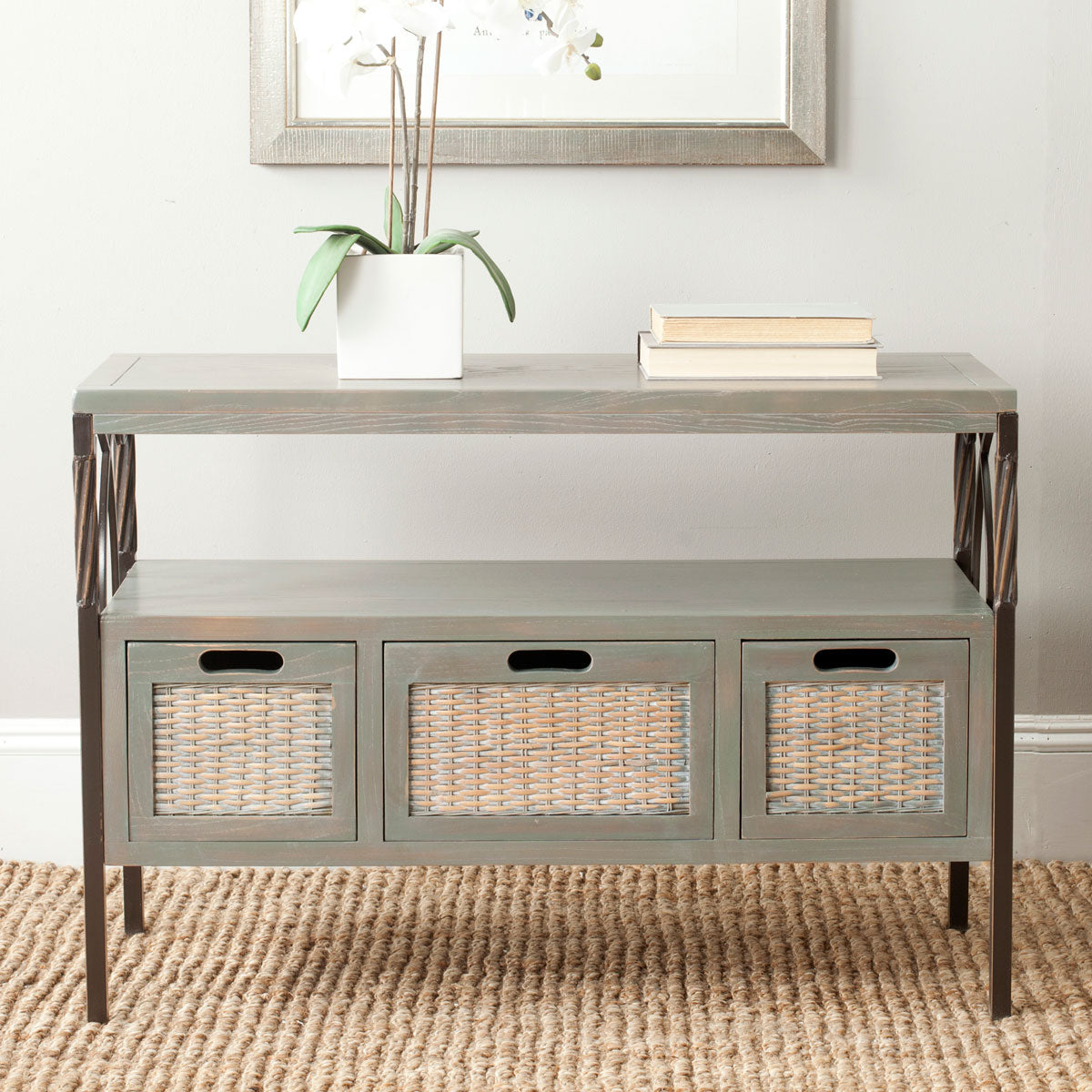  Safavieh Joshua 3 Drawer Console - Ash Grey - Bonton